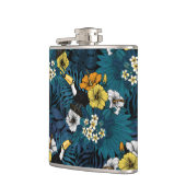 Tukane und tropische Flora, blau, gelb, orange Flachmann (Links)