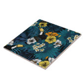 Tukane und tropische Flora, blau, gelb, orange Fliese (Seite)