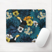Tukane und tropische Flora, blau, gelb, orange Mousepad (Mit Mouse)