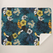 Tukane und tropische Flora, blau, gelb, orange Sherpadecke (Vorderseite (Horizontal))