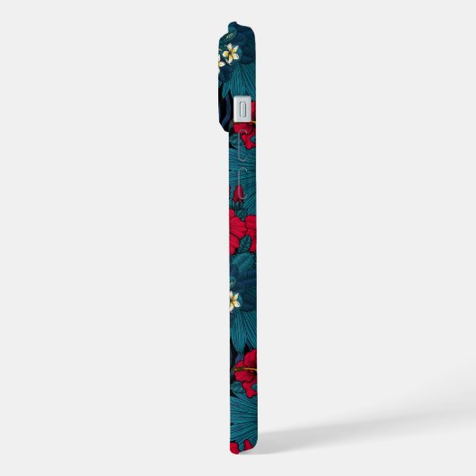 Tukane und tropische Flora, grün und rot iPhone Hülle (Linke Seite)