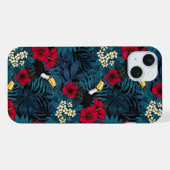 Tukane und tropische Flora, grün und rot iPhone Hülle (Rückseite (Horizontal))