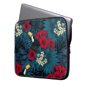 Tukane und tropische Flora, grün und rot Laptopschutzhülle (Vorderseite Links)