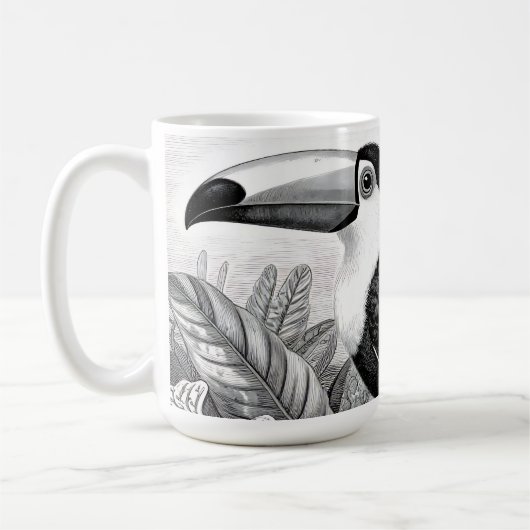 Tukane Urwald Laubwerk Gravur Kaffeetasse (Links)