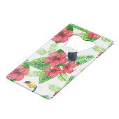 Tukanisches und tropisches Bouquet Geldbeutel Flaschenöffner (Rückseite Schrägansicht)