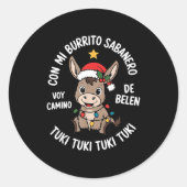 Tuki Tuki Santa Hat Spanish Mexican Christmas Swea Runder Aufkleber (Vorderseite)