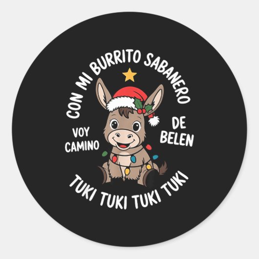 Tuki Tuki Santa Hat Spanish Mexican Christmas Swea Runder Aufkleber (Vorderseite)