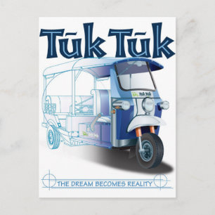 TukTuk Blue Print Postkarte