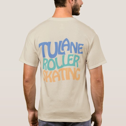 "Tulane Roller Skaten" Tan Graphic T - Shirt (Rückseite)