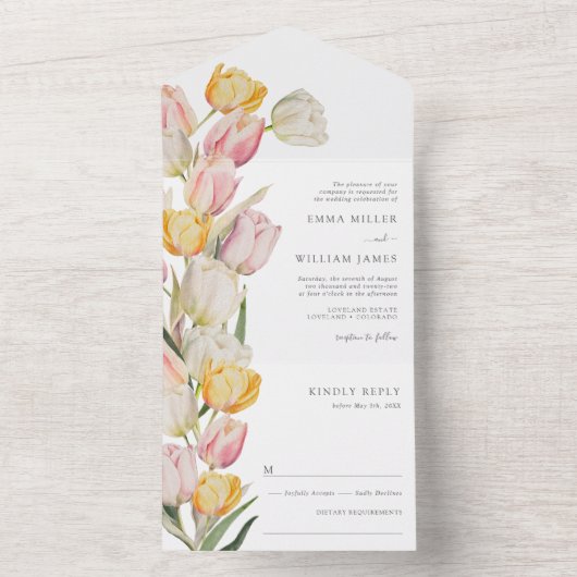 Tulip All in One Wedding Einladung (Innen Boden)