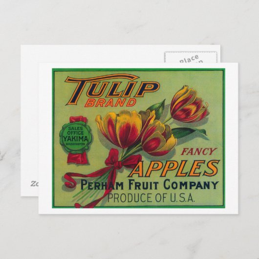 Tulip Apple Crate LabelYakima, WA Postkarte (Vorne/Hinten)