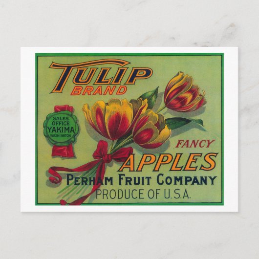 Tulip Apple Crate LabelYakima, WA Postkarte (Vorderseite)