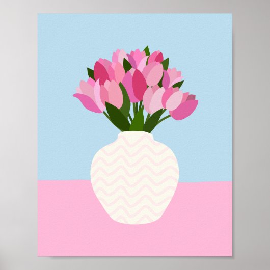 Tulip Arrangement Blumenvase Rosa und Blau Poster (Vorne)