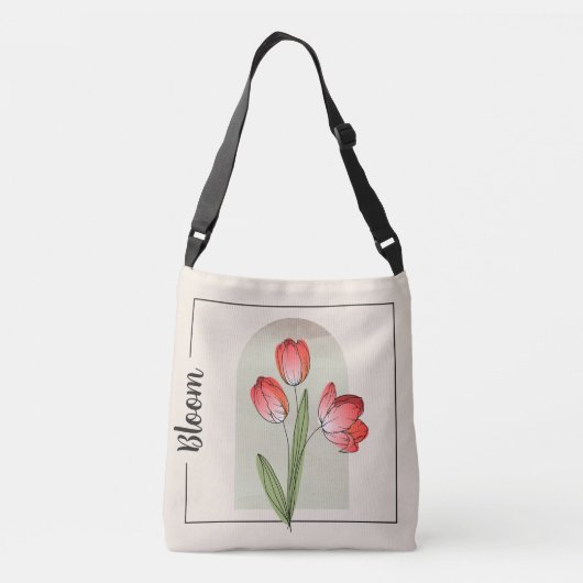 Tulip Art Crossbody Bag Tragetaschen Mit Langen Trägern (Rückseite)