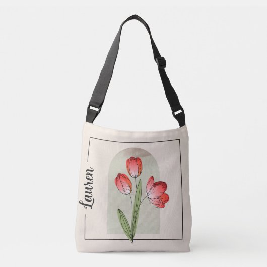 Tulip Art Crossbody Bag Tragetaschen Mit Langen Trägern (Vorderseite)