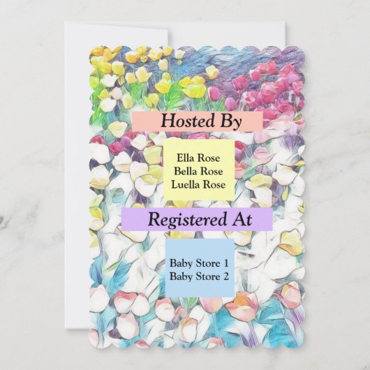 Tulip Baby Shower Invitation (Floating Effect) Einladung (Rückseite)