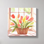 Tulip Basket | Aquarellbild Leinwanddruck (Vorderseite)