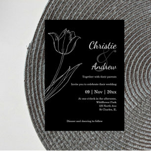 Tulip Black and White Wedding Einladungen