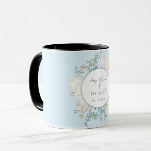 Tulip Blue Floral Wedding Tasse (Vorderseite Links)