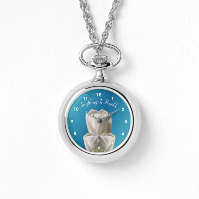 Tulip Blume Alles ist möglich Inspiration Armbanduhr (Vorderseite)