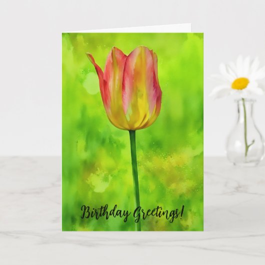 Tulip Blume Art Geburtstagskarte Karte (Kleine Pflanze)