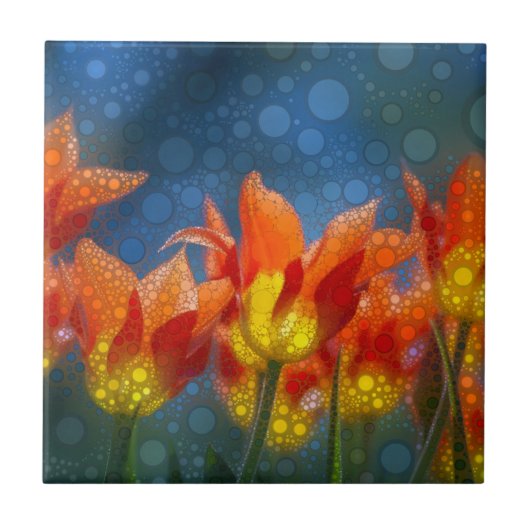 Tulip-Blume auf blau Fliese (Vorderseite)
