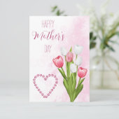 Tulip Blume Bouquet Happy Mother's Day Card Karte (Stehend Vorderseite)