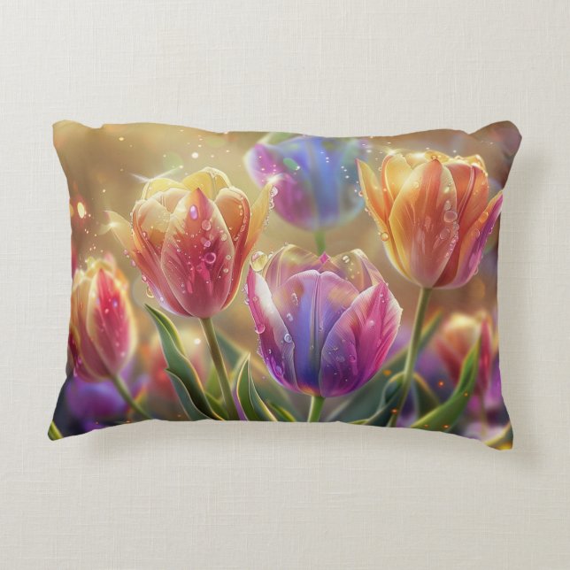 Tulip Blume Digitale Kunst Dekokissen (Rückseite)