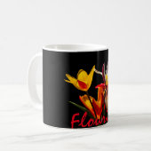 Tulip-Blume - Dunkel Geblüht Kaffeetasse (Vorderseite Links)