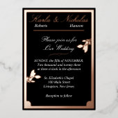 Tulip Blume, elegante Schwarze Hochzeit, ovale Gre Folieneinladung (Vorderseite)