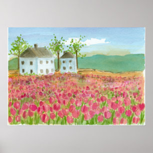 Tulip Blume Field Shaker House Pink Spring Flora Poster