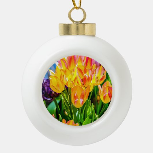 Tulip-Blume - Geblüht Keramik Kugel-Ornament (Vorderseite)