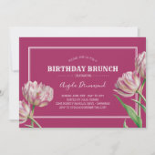 Tulip Blume Geburtstag Brunch Rosa Einladung (Vorderseite)