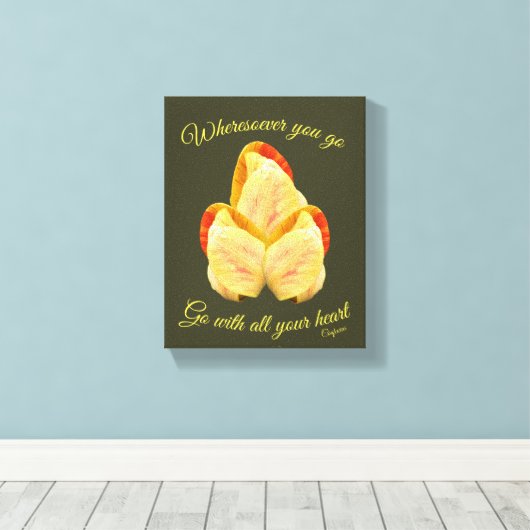 Tulip Blume geht mit Ihrem Herzen Inspiration Leinwanddruck (Insitu (Holzboden))