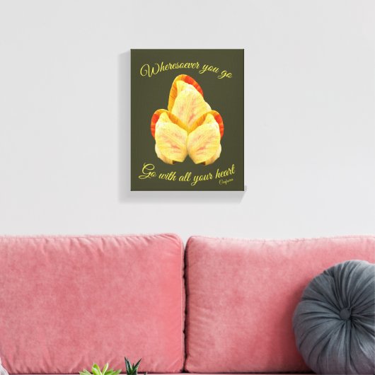 Tulip Blume geht mit Ihrem Herzen Inspiration Leinwanddruck (Insitu (Wohnzimmer))
