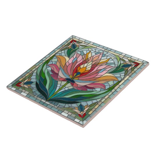 Tulip Blume Glasmosaik Fliese (Seite)