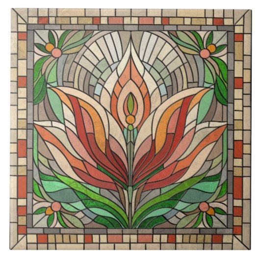 Tulip Blume Glasmosaik Fliese (Vorderseite)