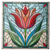 Tulip Blume Glasmosaik Fliese (Vorderseite)