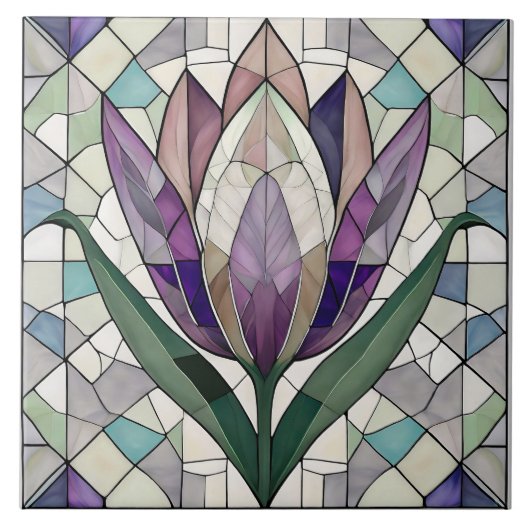 Tulip Blume Glasmosaik Fliese (Vorderseite)