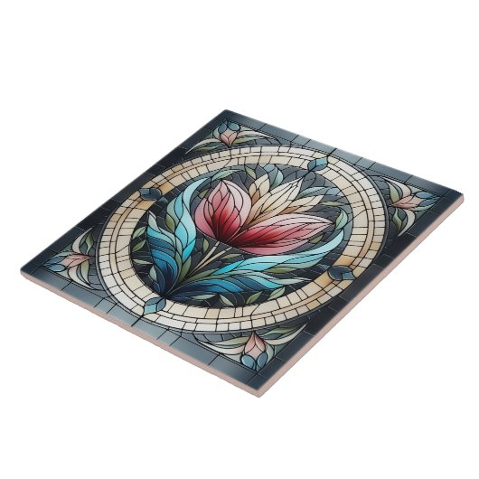 Tulip Blume Glasmosaik Fliese (Seite)