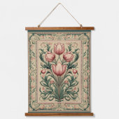 Tulip Blume Mittelalterliches Wandteppich Mit Holzrahmen (Vorderseite)