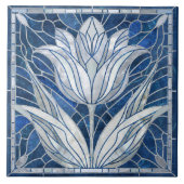 Tulip Blume mosaic - Blauer Marmor und Perle Fliese (Vorderseite)