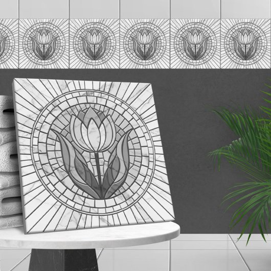 Tulip Blume Mosaik - Weißer Marmor Fliese