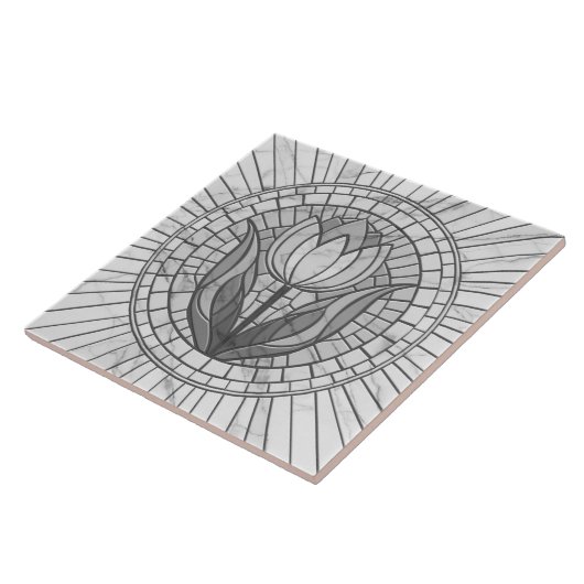 Tulip Blume Mosaik - Weißer Marmor Fliese (Seite)