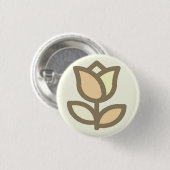 Tulip Blume Muster Creme Hintergrund Button (Vorne & Hinten)