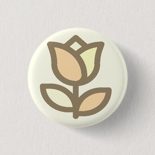 Tulip Blume Muster Creme Hintergrund Button (Vorderseite)