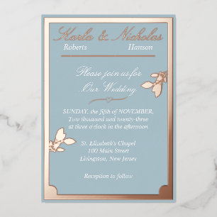 Tulip Blume, Pastellblauer Hochzeitstag, ovale Gre Folieneinladung