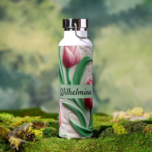 Tulip Blume Personalisiert 3D Nahtloses Muster Trinkflasche (Außenbereich)