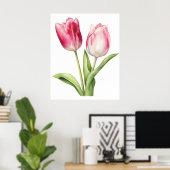 Tulip Blume, Pink Tulip, minimalistisch, botanisch Poster (Heimbüro)
