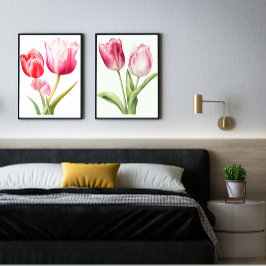 Tulip Blume, Pink Tulip, minimalistisch, botanisch Poster